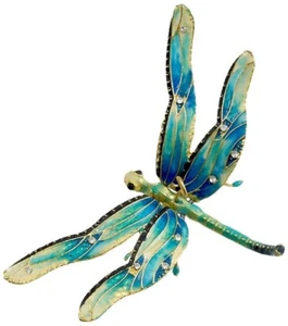 LAST ONE Kubla Crafts Enamel Bejeweled Turquoise Dragonfly Ornament New FREESHIP - Picture 1 of 1