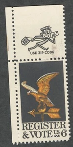 US. 1344. 6c. Register And Vote Issue. Single w/Zip Logo. MNH. 1968 - Picture 1 of 2