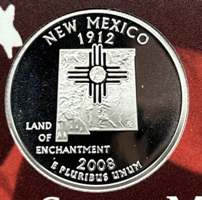 2008-S New Mexico Silver Proof State Quarter 90% Silver From Proof Set - Image 1 of 2
