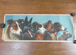 FRISE ANCIENNE EN CHROMOGRAVURE vers 1935 CHIENS DE RACE DOGS - Picture 1 of 1