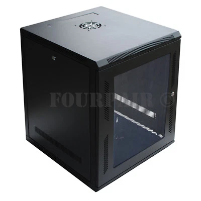 12U IT Wall Mount Network Server Data Cabinet Rack Locking Lock & Key - 18" Deep - Image 1 of 3