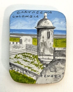 Imán de refrigerador de recuerdo artesanal Cartagena Columbia La Tenaza - Imagen 1 de 3