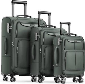 Luggage Sets 3 Piece Softside Expandable Lightweight & Durable Suitcase Sets Dou - Picture 1 of 6