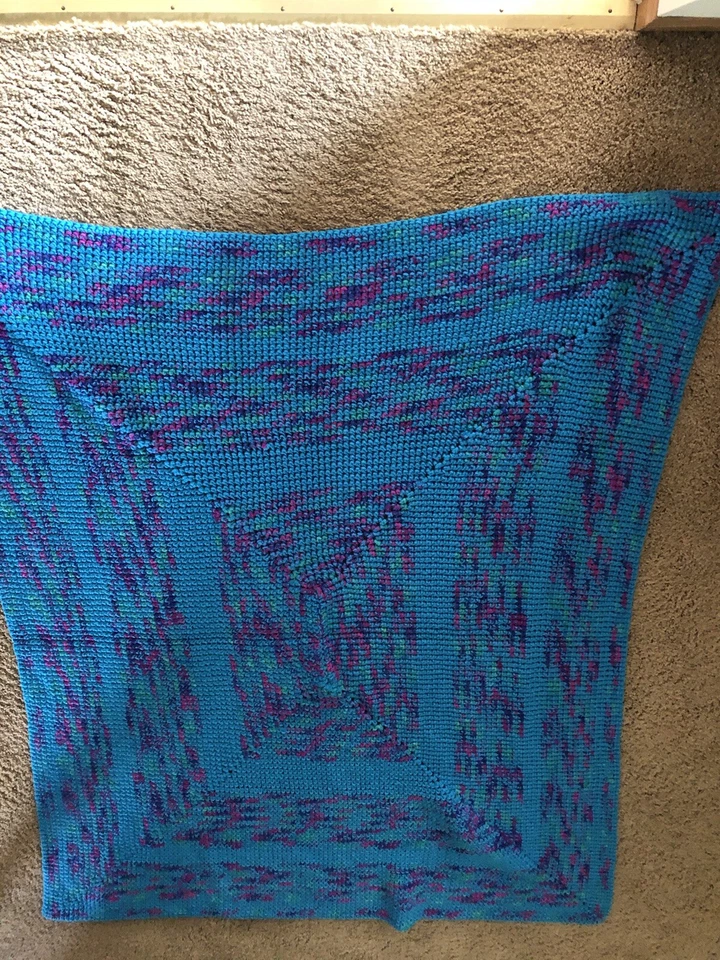 51” X 50” Hecho a Mano Afgano Crochet/Tejido Divertido Patrón Multicolor Nuevo Hermoso Foto 1 de 1