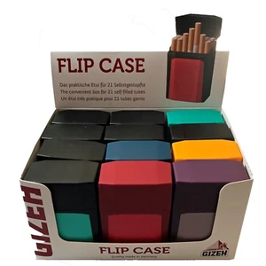 1 Display Gizeh Flip Cases Zigarettenetui à 12 Stück verschieden farbig sortiert