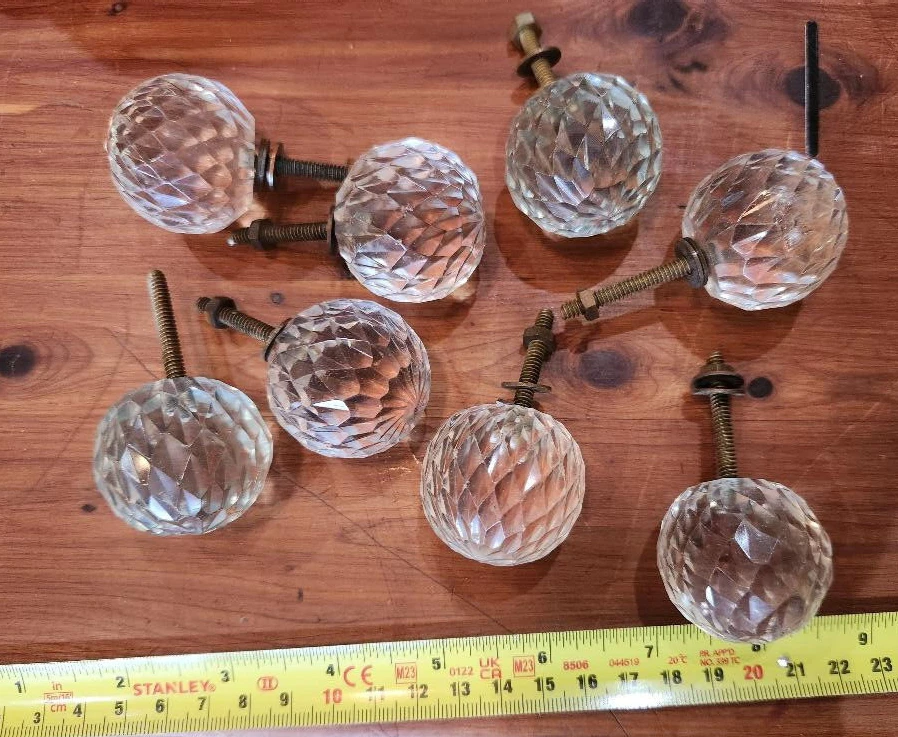 Lote de 8 botões de puxar gaveta bola de vidro vintage 1 1/2" acabamentos - Imagem 1 de 4
