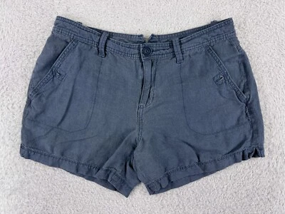 Calvin Klein 短裤女式 6 蓝色亚麻粘纤混纺编织布什口袋 29x5 — 第 1/4 张图片