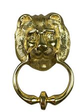 Vintage Architectural Brass Lion Head Door Knocker Hampton India Gold Tone