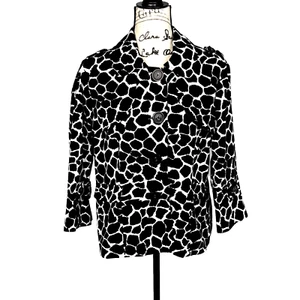 Vtg Notations Jacket Sz XL  Black White Animal Print Tab Sleeve 90s Y2K Normcore - Picture 1 of 16