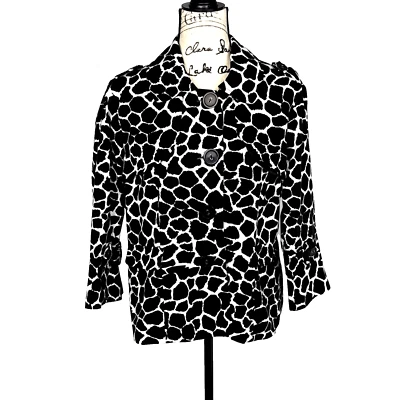 Vtg Notations Jacket Sz XL  Black White Animal Print Tab Sleeve 90s Y2K Normcore - Image 1 of 4