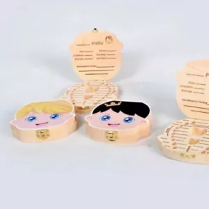 Wooden Milk Teeth Organizer Souvenir Box Baby Tooth Keeping Storage Tooth Fairy - Picture 1 of 9
