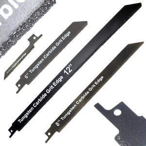 Reciprocating Saw Blades Carbide 4PK Drywall Hardie 1x Scroll 6 in 8 in 12 in - Picture 1 of 9
