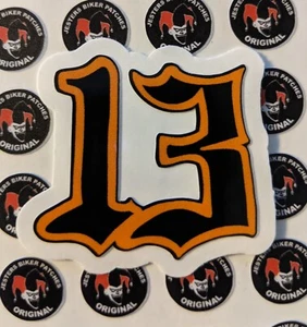 Nummer 13 orange und schwarz # 13 Aufkleber 1,50 Zoll klein - Bild 1 von 1