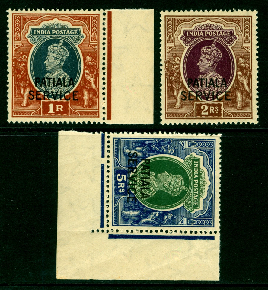 INDIA 1940  PATIALA  King George VI- OFFICIAL  set  Scott # O74-76 mint MNH - Image 1 of 2