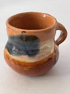 Earthenware Jarrito Mug Cup Earth Tones Handmade Vintage - Picture 1 of 12