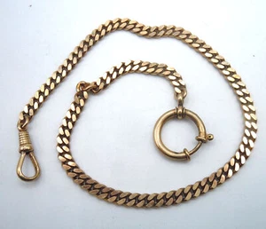 Vergoldete 35 cm lange Flachpanzer Taschenuhrenkette - Bild 1 von 2