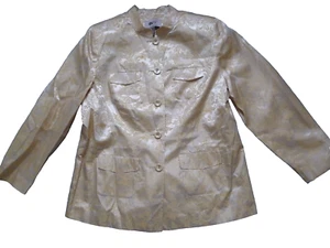 AVENUE Ladies Jacket Blazer size 14/16 Light Beige Gold Shimmer Button Down - Picture 1 of 7