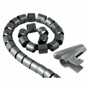 Cable Tidy PC TV Wire Organising Wrap Spiral Office Home Gray 1.8M Metre New - Picture 1 of 7