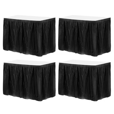 Paquete de 4 faldones de mesa de plástico negro, 29 pulgadas x 14 pies faldones de mesa rectangulares Foto 1 de 4