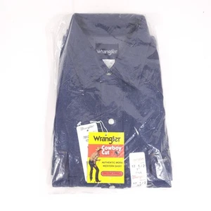 Vtg Wrangler Blue Denim Long Sleeve Cowboy Cut Pearl Snap Shirt 17½ 37 Tall New - Picture 1 of 5