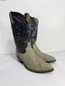 Vintage Brahma Cowboystiefel Größe 10 Haifischleder Struktur schwarz Leder - Bild 1 von 23