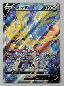 Zacian V (Full Art) 195/202 Holo Ultra Rare SWSH01: Sword & Shield Base Set NM - Picture 1 of 2