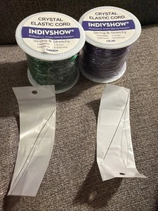 2- 1mm Elastic Stretch Crystal String Cord for Jewelry Making Bracelet W/Needles - Picture 1 of 9