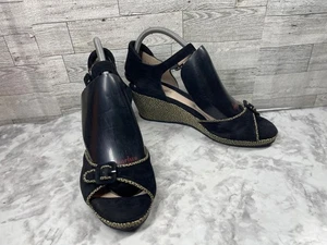 Schöne Damenschuhe 9,5 M Juliana schwarzes Wildleder Knöchelriemen offener Keilabsatz - Bild 1 von 20