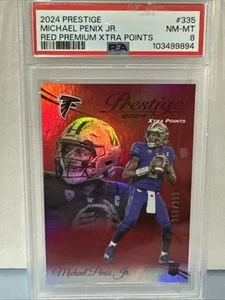 2024 Panini Prestige Michael Penix Jr. Red Parallel /399 PSA 8 Pop 1 Falcons RC - Picture 1 of 3