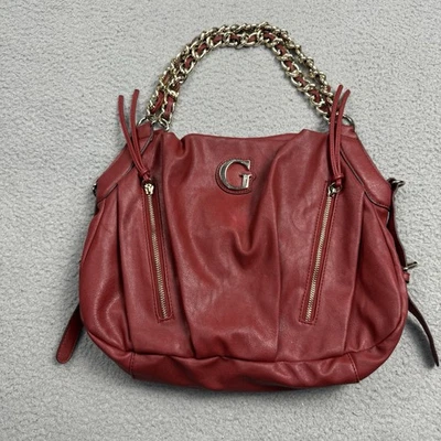 Guess Cartera Mujer Rojo Vegano Imitación Cuero Hobo Bolso de Mano Foto 1 de 4
