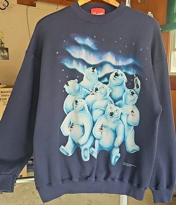Suéter Cuello Redondo Coca-Cola Polar Bears Coca-Cola Siempre Azul Marino RARO Años 90 Talla XL Foto 1 de 4