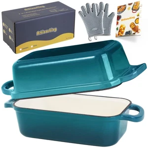 Cast Iron Loaf Pan With Lid, Enameled Bread Loaf Pan For Homemade Bread Sourd... - Picture 1 of 7