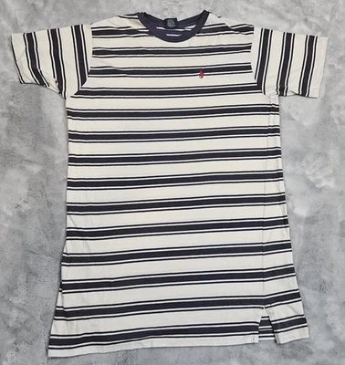 Vintage 90s Polo Ralph Lauren Purple Striped USA Made Cotton Logo T Shirt Large - Изображение 1 из 4