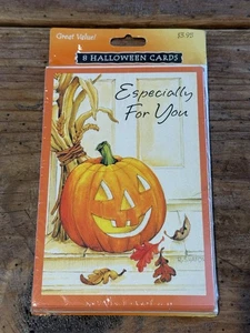 Vintage GIBSON Confezione da 8 CARTE HALLOWEEN “Specialmente Per Te” 4”x 6” NUOVE Difettose - Foto 1 di 6