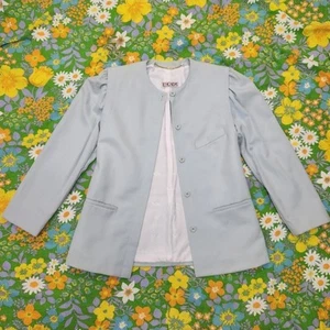 Escada Vintage 80s Mandarin Collar Mint Blazer Jacket Size 40 - Picture 1 of 8