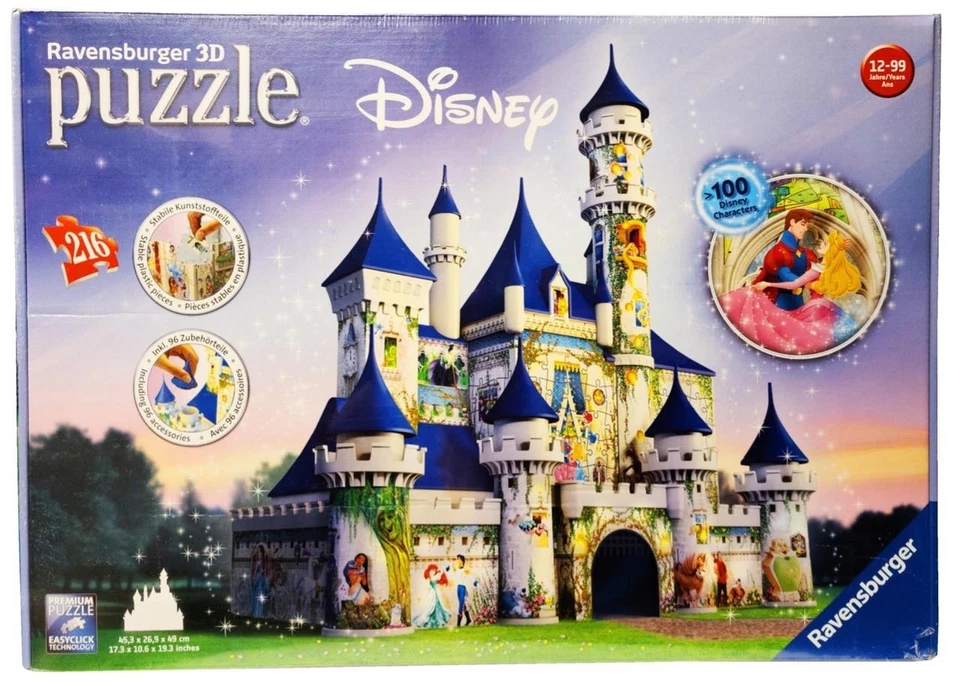 New Ravensburger Disney Princess Castle 216 Piece 3D Puzzle 17" W x 10" x 19" H - Image 1 of 1