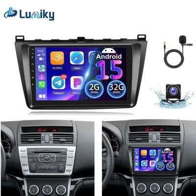 0QYDJR9OVQPNAUS 2+32GB Android 15.0 Apple Carplay Autoradio Für Mazda 6 GH GG 2007-2012 GPS +Kam