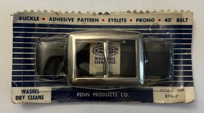Vintage Belt & Buckle Set Black New 40'' Penn Life 1” 874-1 - Image 1 of 4