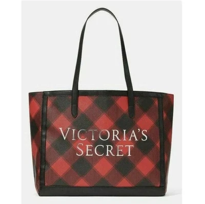 Bolso de Mano para Mujer Victoria's Secret Edición Limitada a Cuadros Negro/Rojo - Nuevo Foto 1 de 4