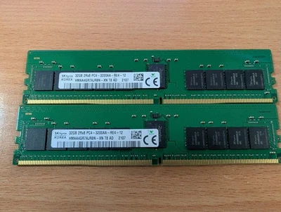64GB (2x32GB) kit DDR4-3200 SK Hynix HMAA4GR7AjR8N-XN T8 AD ECC RDIMM 288-pin - Image 1 of 2