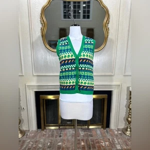 Eagle’s Eye Shamrock Rainbow Knit Sweater Vest S St. Patrick’s Day Vintage - Picture 1 of 9