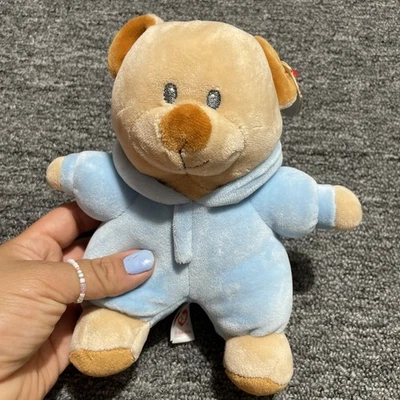 Ty Baby PJ Bear Plush Blue Pajamas w/ Hood 7" Stuffed Animal Soft - Image 1 of 4