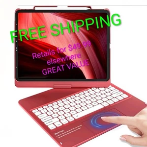 iPad Air 13"/Pro 12.9" Keyboard Case 🔄 360° Rotating Touchpad Stand Red - Picture 1 of 8