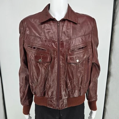 Chaqueta Bomber Berman's Pile Forrada Sangre de Buey/Borgoña De Colección Años 80 (L) Foto 1 de 4