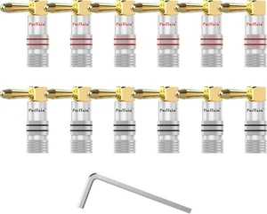 12 Piezas/6 Pares Altavoz Ángulo Recto 4mm Enchufes Banana Doble Tornillo Bloqueo Conexión... - Imagen 1 de 12