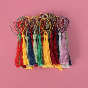 50 Pcs Chinese Decor Small Tassels for Crafts Mini Graduation Keychain - Picture 1 of 12
