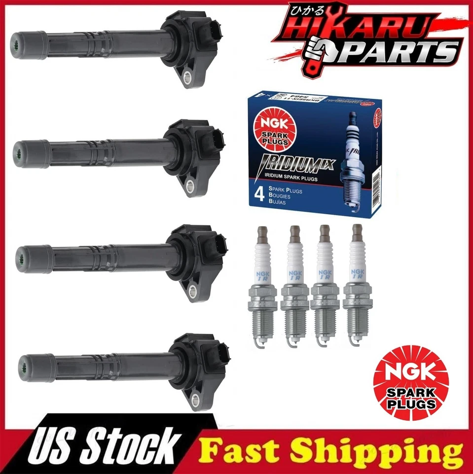 4x NGK Spark Plug & 4x Ignition Coil  for Honda Accord CR-V Acura ILX TLX - Image 1 of 4