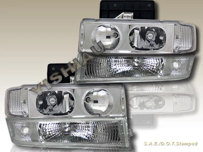 FAROS CRISTALINOS CHEVY ASTRO VAN 1995-2005 + LUCES DE SEÑALIZACIÓN DE PARACHOQUES 4 PIEZAS Foto 1 de 4