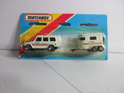 Matchbox Superfast TP 117 Mercedes Wagon and Pony Trailer Polzei White Foto 1 de 4