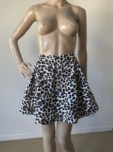 Forever 21 Animal Leopard Print Full Mini Skirt Pleated Fully Lined Sz 31 Waist - Picture 1 of 12